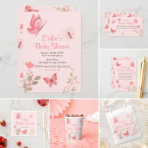 Pink Butterflies - Pink Stationery & Party Decor