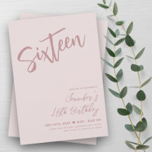 2024 Blush Pink Sweet 16 Invitations 