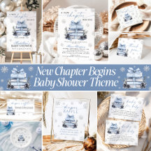 A New Chapter Begins Blue Bow Winter Baby Shower