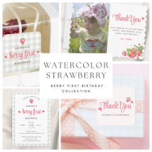 Watercolor Strawberry Berry First Birthday
