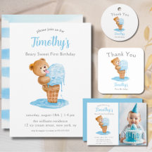 Boy Teddy Bear Ice Cream Birthday Collection