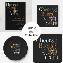 cheers and beers 30 years personalized black gold