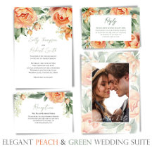 Watercolor Floral Peach Wedding Stationery Suite