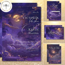 Dark Moody Purple & Gold Moonlit Clouds Wedding