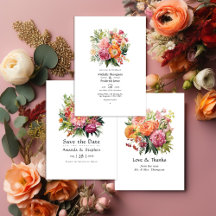 Pink, Orange and Green Floral Wedding