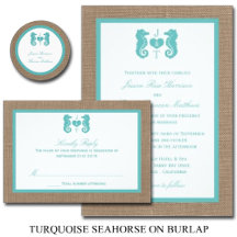 The Turquoise Seahorse On Burlap Collection