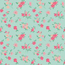 Dainty Tiny Pink Flowers Teal Repeat Pattern