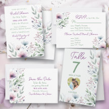 Pretty Plum Purple & Sage Green Botanical Wedding