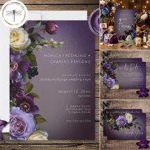 Dark Moody Purple Lavender Floral Modern Wedding