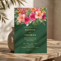 Elegant Tropical Watercolor Wedding Invitation Col