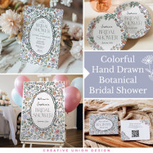 Colorful Hand Drawn Botanical Bridal Shower 
