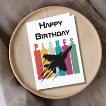 Birthday Planes rainbow with airplane silhouette 