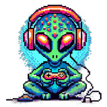 Pixel Art Alien Gamer