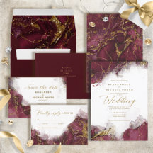 Marble Glitter Wedding Burgundy Gold