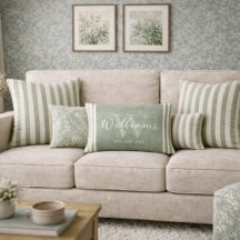 Sage Green Floral & Stripe patterns