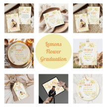 Yellow Stripes Lemons and Flowers Graduation