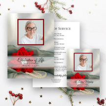 Poinsettia Pearls Winter Funeral Service Memorial