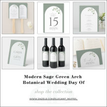 Modern Sage Green Arch Botanical Wedding Day Of