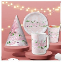Pink Floral Congratulaions text Party Supplies 