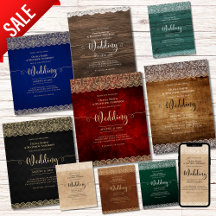 Rustic Lace Wedding Invitations - Various BUDGET