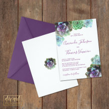 Purple Watercolor Succulents