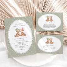 Bear and Green Polka Dots Gender Reveal Collection