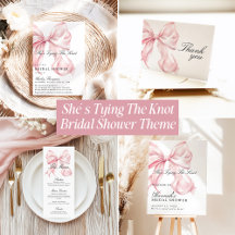 Pink Bow Bridal Shower She's Tying The Knot