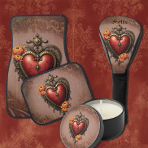 Steampunk Heart with Flowers. 