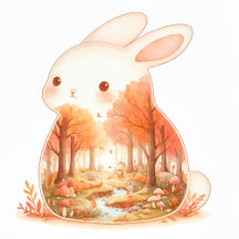 Whimsical Rabbit Forest Illustration