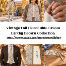 Vintage Fall Floral Blue Cream Brown Collection