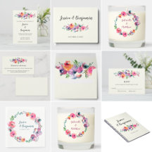 Colorful Watercolor Boho Floral Wedding Collection