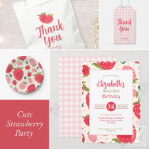 Cute Strawberry Party | Girl 1st Birthday