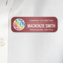 Red Employee ID Company Logo Badges & Name Tags