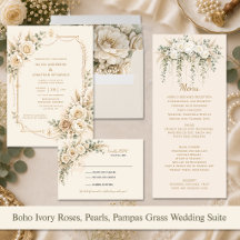 Elegant Ivory Roses, Greenery, Pearls Wedding Suit