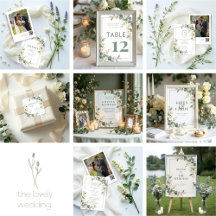 Delicate White Flowers & Eucalyptus Frame Wedding