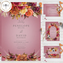 Vintage Floral Jewel Fuchsia Wedding Suite