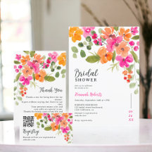 Boho fall orange floral watercolor bridal shower