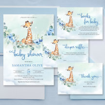 Baby Giraffe Blue Flowers Eucalyptus Wreath 06 
