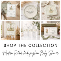 Sage Gingham Rabbit Baby Shower Collection