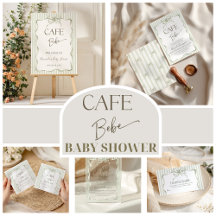 Retro Neutral Bow Cafe Bebe Coffee Baby Shower