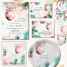 Script  Winter Ornament Christmas girl Baby Shower