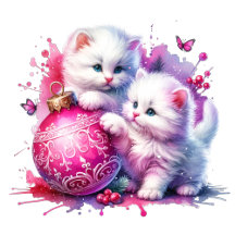 White Kittens Pink Christmas