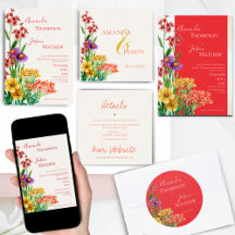 BRIGHT ORANGE YELLOW PURPLE FLORAL WEDDING 