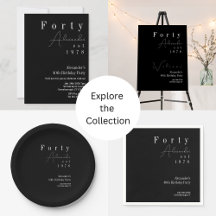 Forty Black and White 40th Birthday Party Supplies