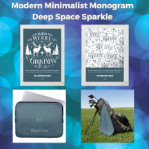 Modern Minimalist Monogram Deep Space Sparkle 