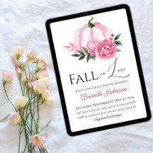 Fall Love Blush Pink Pumpkin Rustic Bridal Shower