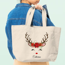 Floral Christmas Reindeer Personalized Name
