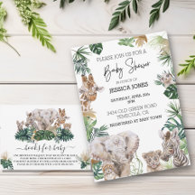 Safari Watercolor Baby Shower Animals