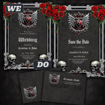 A Gothic symbiosis, skulls and hearts.