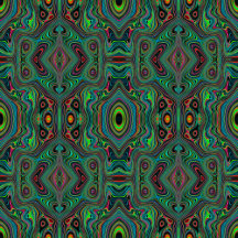 Trippy Retro Black and Lime Green Abstract Pattern